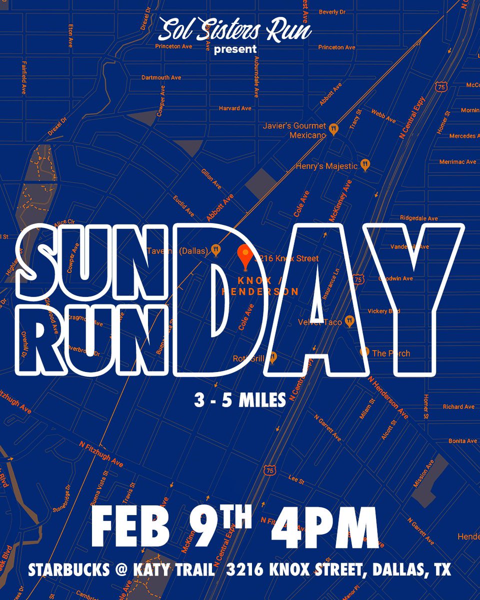 solsistersrun's tweet photo. Church. Brunch. RUN! Make plans to join us for #SundayRunday as we kick off with a few miles on the Katy Trail. Post-run meetup at Chuy’s to follow! All paces, distances, levels, and ages welcome!#OnSundaysWeRun #EmpowerAndInspire #RunYourWorld #DallasRunners #RunningMotivation https://t.co/di3yZkKuR7