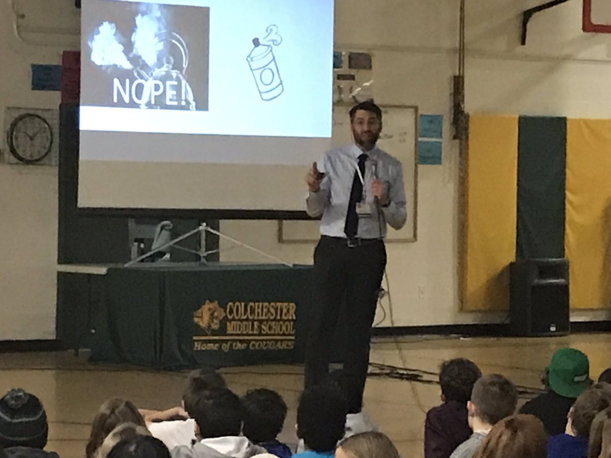 CMS Celebrates wellness and hears about vaping from Dr. Keith Robertson from UVM Medical Center.