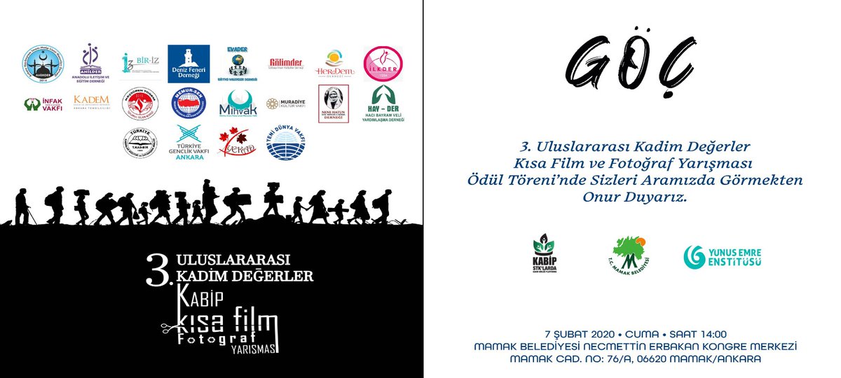 Jürisi olduğum kısa film ve fotoğraf yarışması ödül törenine tüm dostlar davetlidir.