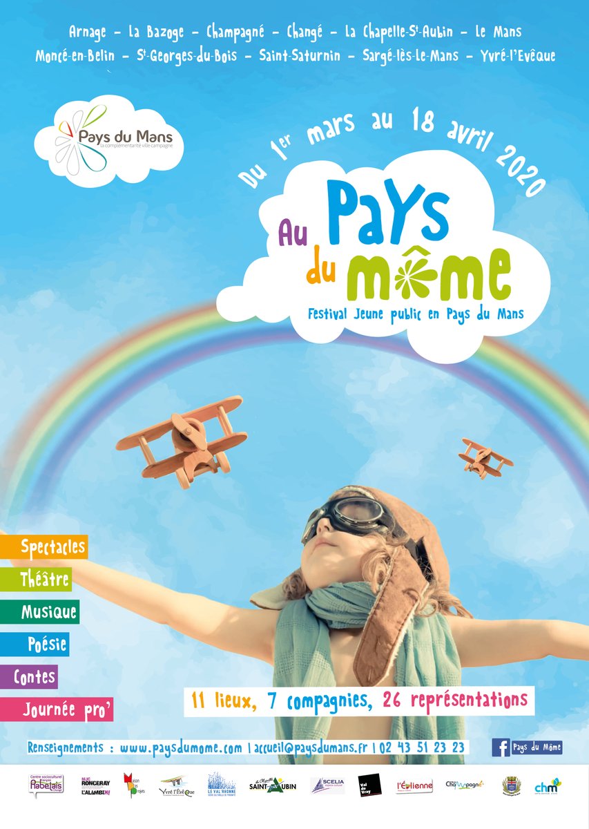 centre_rabelais's tweet photo. Le Festival jeune public en itinérance s'envolera pour le #PaysduMans dans moins d'un mois ! ☁️✈️
Pour connaître le programme, les compagnies, les infos... Rendez-vous sur 👉 https://t.co/3VEIwxFho7

#10edition #Paysdumome #festival2020 #sarthe #jeunepublic https://t.co/haGSX9txHg