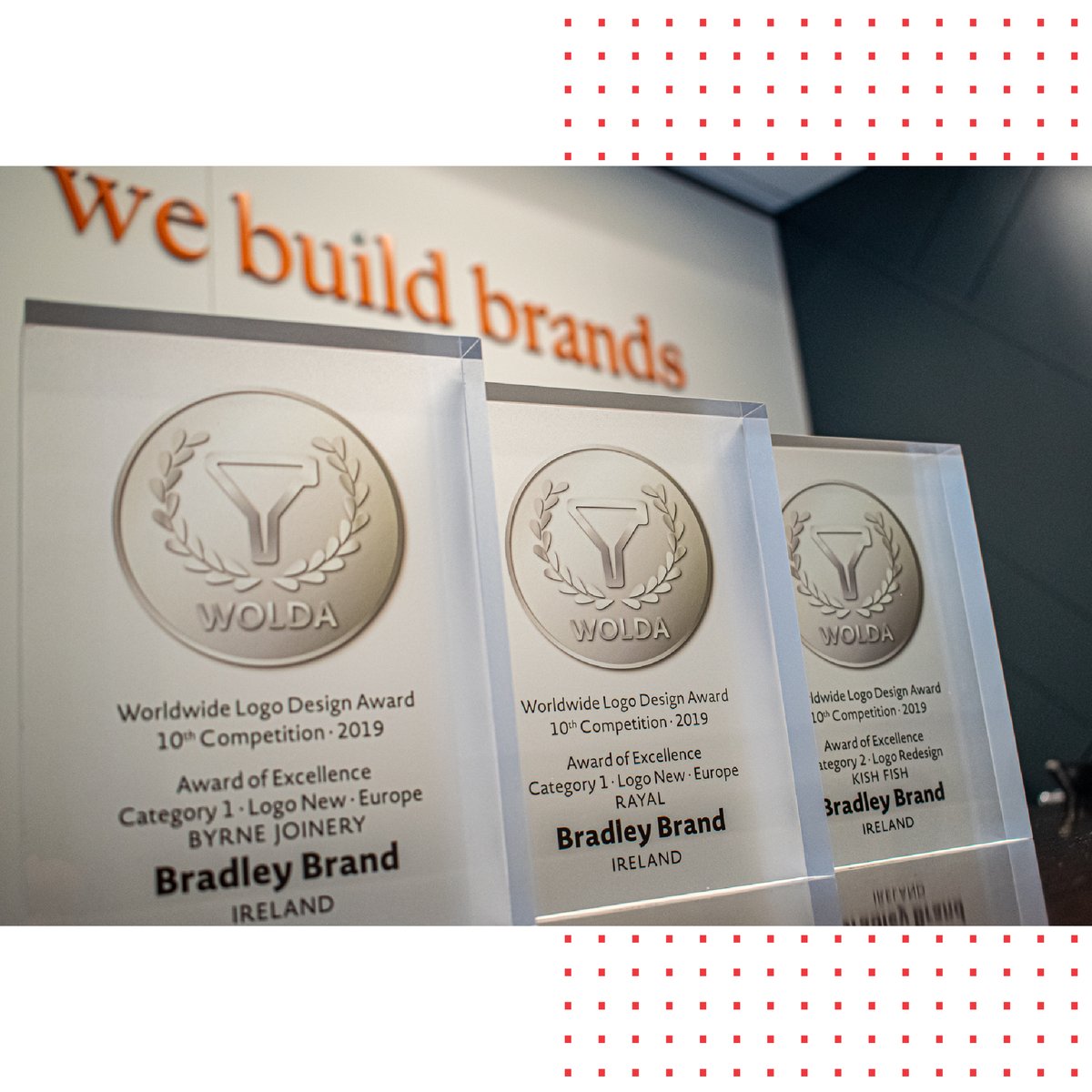 BradleyBrand_'s tweet photo. Congratulations to our very own Art Director, Martina Moloney and to one of our many talented Designers, Neto Lemos on their @Woldaaward

They have achieved these awards as a mark of excellence for their work with @ByrneCustom @KishFish and @RayalEnergy

#wolda #woldaaward #Logo https://t.co/0Wc93atysV