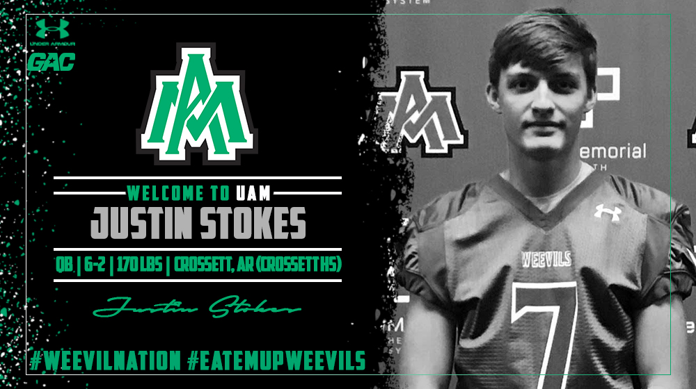 UAMsports's tweet image. FB: We'd like to welcome Justin Stokes to the Weevil football family. He's a quarterback from Crossett, Arkansas! #NationalSigningDay 

#WeevilNation | #EatEmUpWeevils