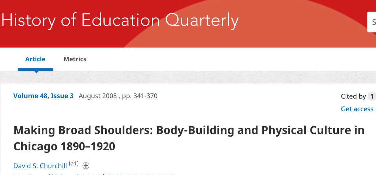 David Churchill's excellent article  @HistEdUSA HEQ re making "broad-shouldered boys" in Chicago schools was perfect reading to make these connectionsPaired with Martha Verbrugge's brilliant ACTIVE BODIES re girls'/ women's P.E. activism  @OUPHistory/2 https://www.amazon.com/Active-Bodies-Physical-Education-Twentieth-Century/dp/0195168798