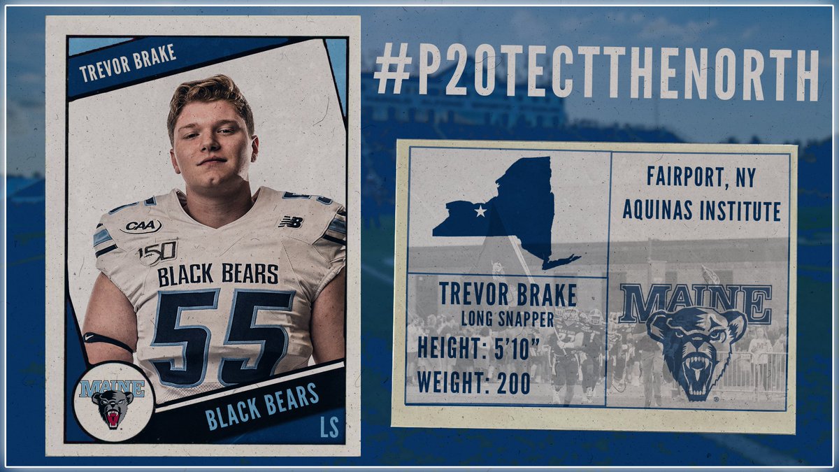 BlackBearsFB's tweet photo. Welcome to the den @trevorbrake11‼️

5-10 | 200 | LS
Fairport, N.Y.
Aquinas Institute

#NSD2020 | #BlackBearNation | #P20TectTheNorth | #CAAFB https://t.co/6Q7kU9paxm