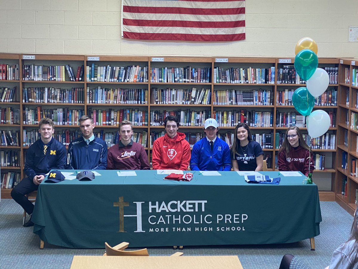 CoachAbid's tweet image. Second annual @HackettCatholic signing day lunch! @UMichFootball @TrineMSoccer @JacksonCollege @OlivetBaseball1 @HCChargers @TrineSoftball @AQSoftball #HCPIrish #NLI20