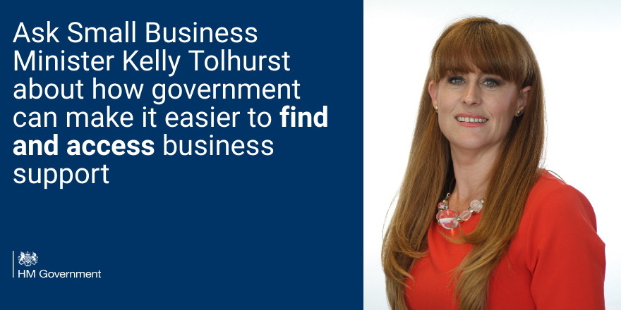How can government help your business find and access support?

Join Small Business Minister <a href="/KellyTolhurst/">Rt Hon Kelly Tolhurst</a> in a conference call next week to ask her your questions.

10am-11am Tuesday 11th February.

Sign up here👇 
socsi.in/qyj7i