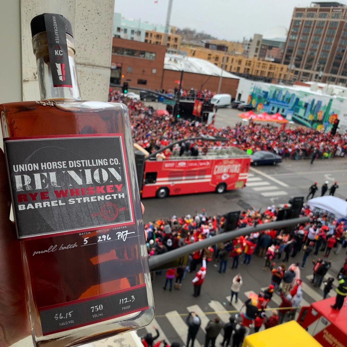 UHDistillingCo's tweet photo. The celebration continues with #bigred and our hometown team. #chiefskingdom https://t.co/NwZOBZqWBh