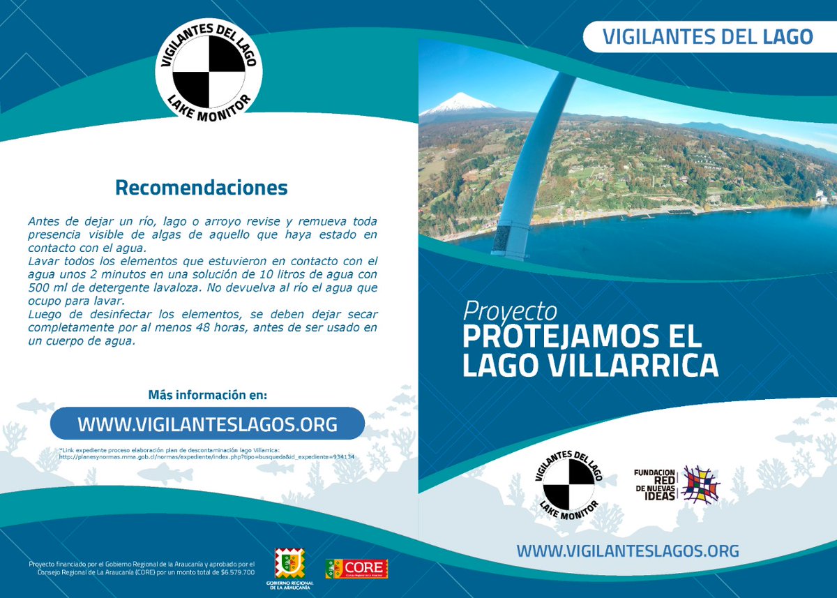 duranrivera's tweet photo. Comenzamos a difundir información relevante sobre lago Villarrica para contribuir a su protección. Ayúdanos compartiendo este folleto. Proyecto Protejamos el Lago Villarrica. Pronto entregaremos dípticos impresos además de posters ( Vigilantes del Lago) https://t.co/4whLLrAIld