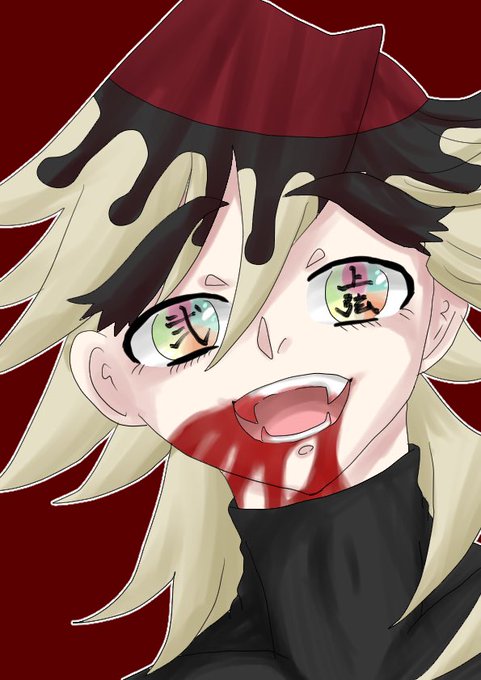 ちゐ山ちゐた🥦さんがTwitterに投稿した童磨(鬼滅の刃)のイラスト。