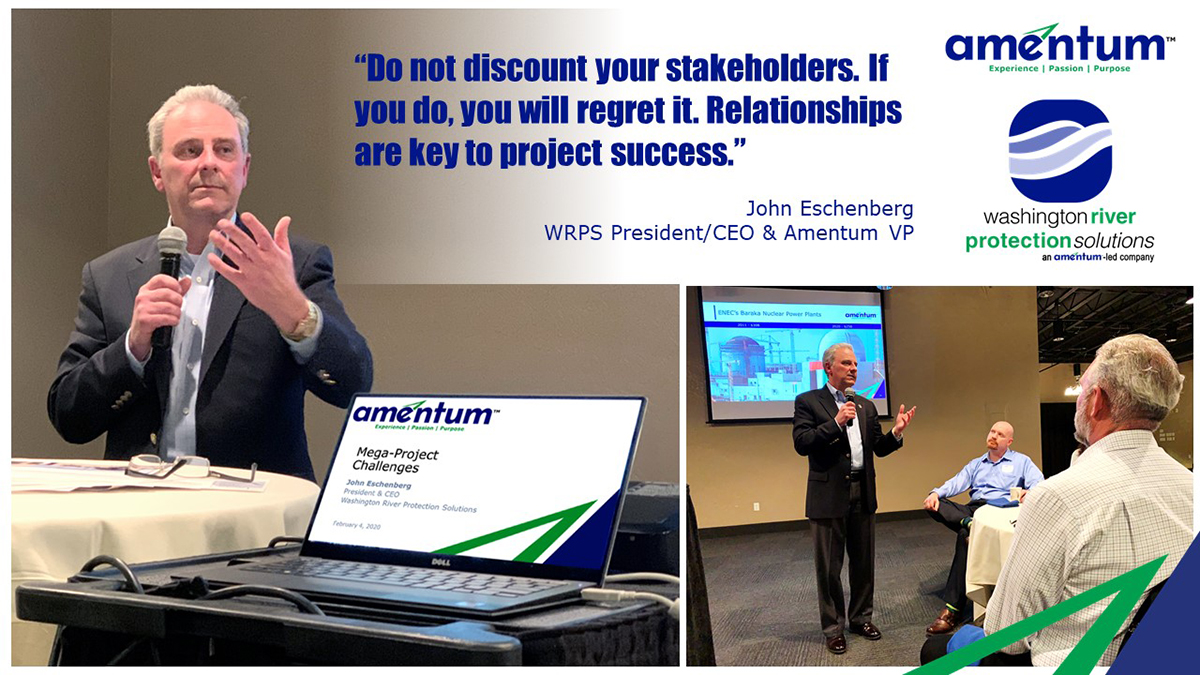 WRPSTOC's tweet photo. In his remarks to the local PMI chapter @pmicrb, WRPS President & CEO John Eschenberg talked about the importance of building and maintaining relationships.
@PMI_CRB
#WeAreAmentum
#Amentum
#AmentumProud
#116YearsStrong
#WRPS
#hanfordcleanup
#hanfordtanks https://t.co/mgwhE2y0zQ