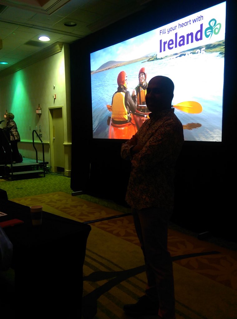 sree's tweet photo. Lots of countries represented at #etc2020conference, but 2 especially caught my eye.
🇮🇪 Ireland, because they sponsored my keynote (go raibh maith agat, @GoToIrelandUS! cc @IrishBusinessNY).🇮🇪
🇵🇪 Peru, because of they unusual, confident slogan. Well done, @VisitPeru! 🇵🇪 https://t.co/xEflCJlOx6