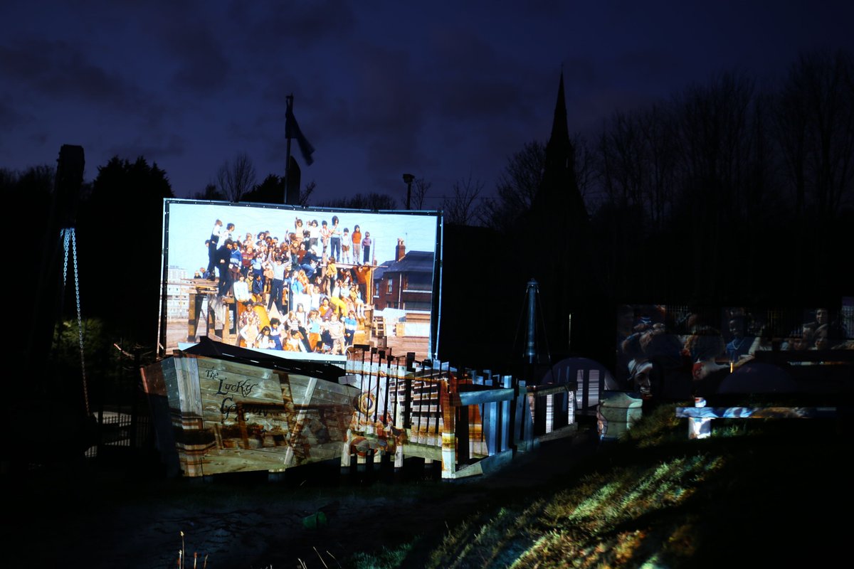 Pirate films projected onto playground equipment in Sheffield. youtu.be/Is3s7DgwNf8 #publicart #videoprojection #Sheffield #adventureplayground #videoart