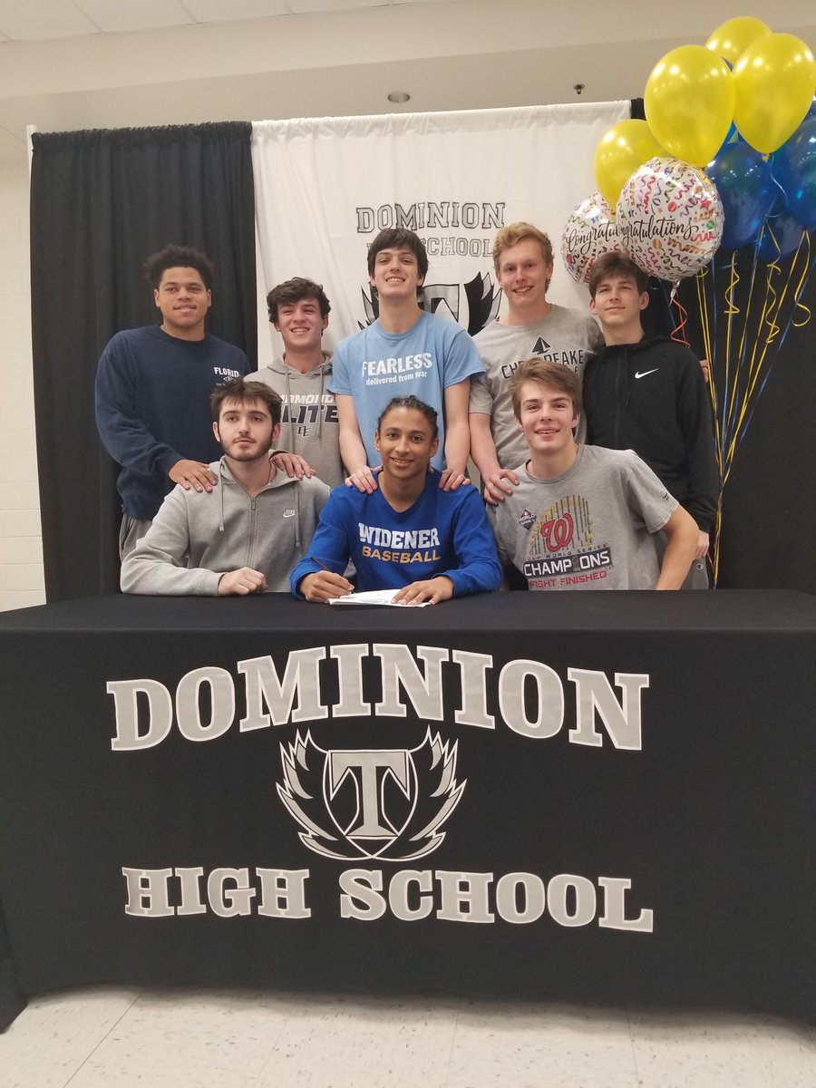DomHighBaseball's tweet photo. We took time today to celebrate this guy! Congrats to Xavier Ruley➡️Pride on making it official! You have earned it. Go Titans! ⚫⚪⚾💪#dombats #pride #congrats #signingday2020 @DominionLcps @TitanAthletics2 @WidenerBaseball @CoachLaRosa @CoachKJB @NVBaseballMag https://t.co/WMT3ETncOp