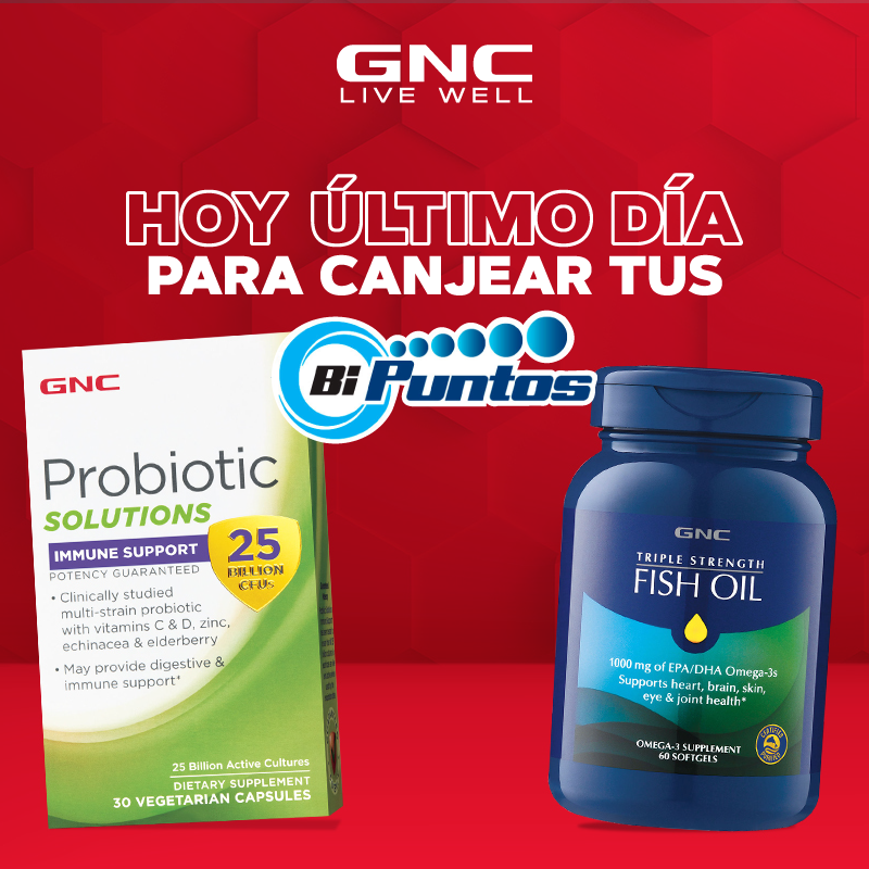 ¡Es tu último día para hacer canje de tus BI puntos!⏰
Visítanos en cualquier tienda GNC y realiza tu canje por tu producto favorito😉⭐