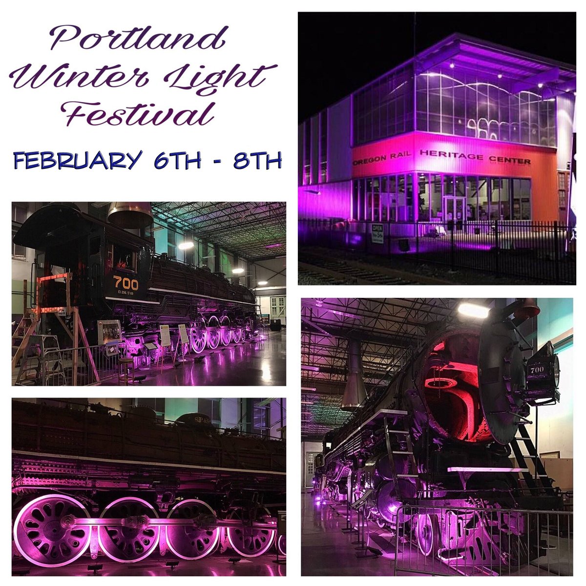 TheSPS700's tweet photo. This FREE event has new light displays each year.  I can't wait to see what they do to the SP&amp;S 700 this week.  Come on down and bring the family.

Oregon Rail Heritage Center
February 6th, through February 8th
6pm-11pm https://t.co/Glj5Fq6cj1