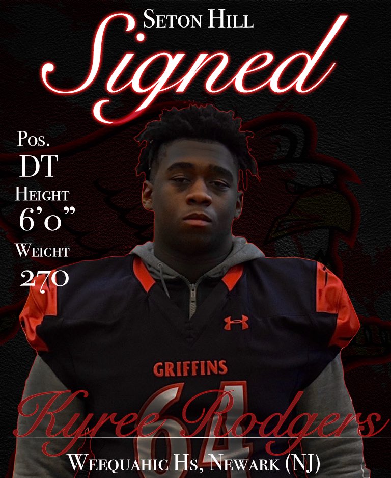SHU_FBALL's tweet photo. Griffins are excited to welcome Kyree Rodgers from Newark, New Jersey to the trenches!!#TheGriffinway https://t.co/toOjBAcBjD