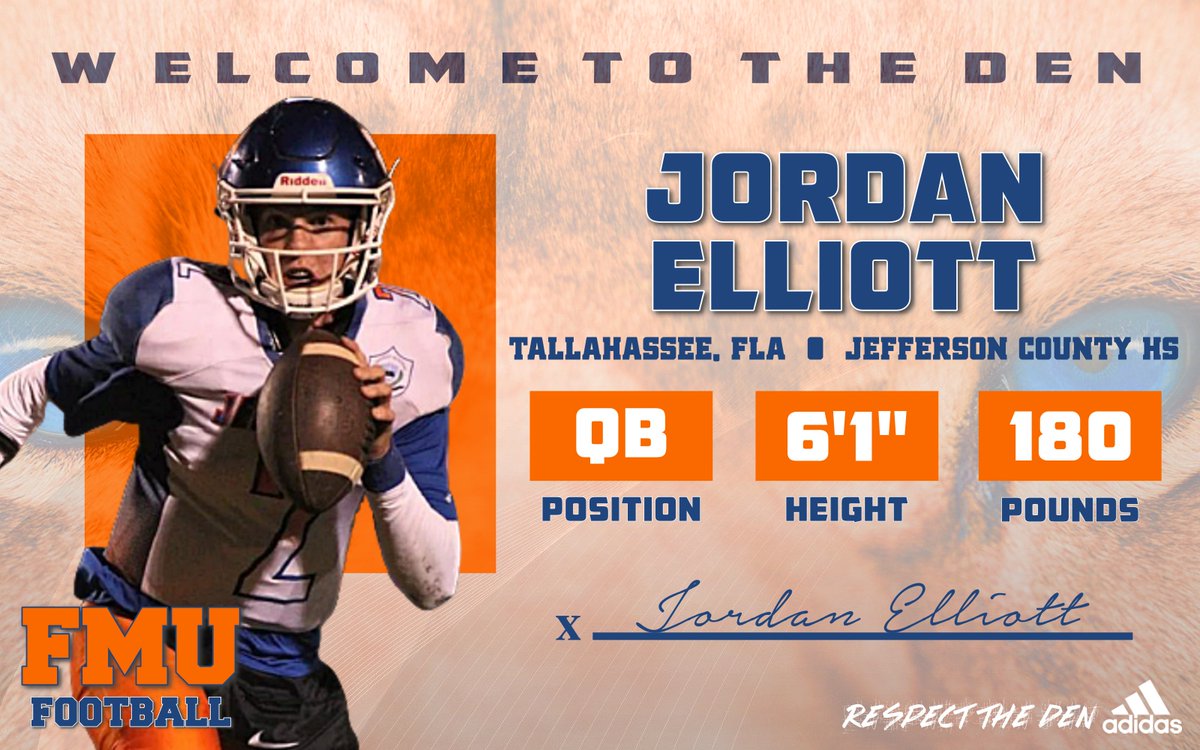 FMULionsFB's tweet photo. Welcome To #TheDen 

Jordan @jordanae09 Elliott from Tallahassee Jefferson County HS 

#JoinThePride #NSD2020 

@GoFmuLions @FLMemorialUniv @JaffusHardrick @bigbendpreps https://t.co/qIKL0eVt8V