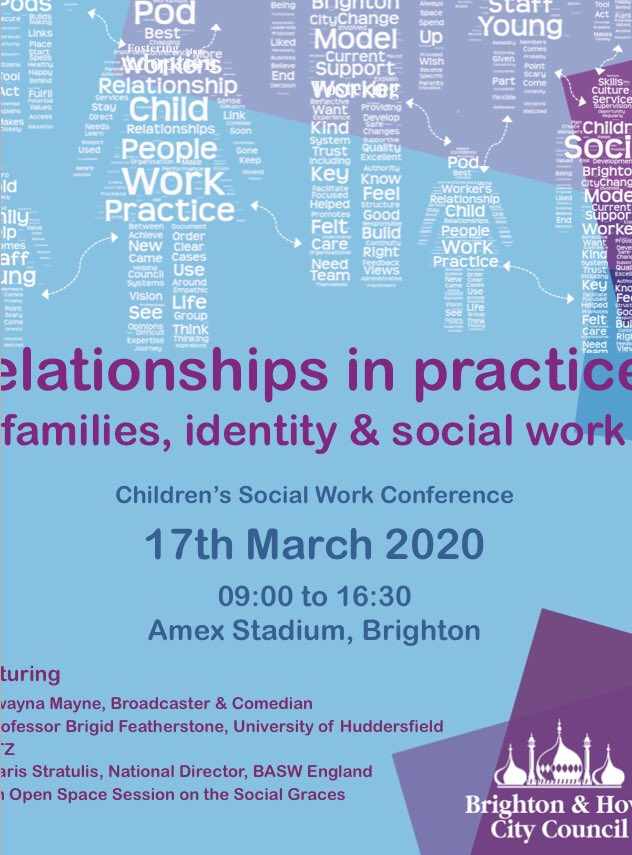 Our conference for #WSWD2020 will use the theme of ‘promoting the importance of human relationships’ to look at ‘families, identity and social work’ with ⁦@Acsocialwork⁩ ⁦@twaynamayne⁩ ⁦⁩ ⁦@MarisMstratulis⁩ ⁦<a href="/BASW_UK/">BASW</a>⁩ and ⁦<a href="/BHCC_foster/">Brighton & Hove Fostering</a>⁩