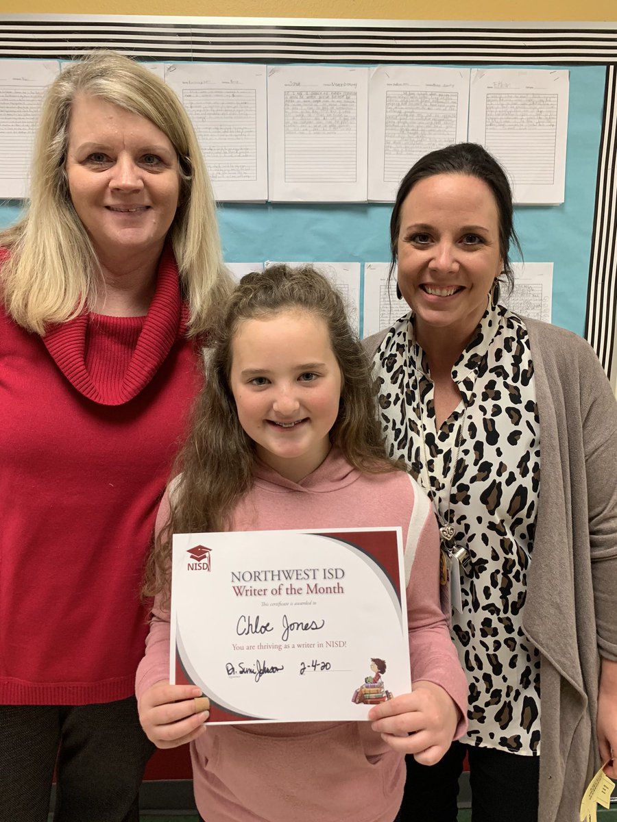 Northwest ISD ELA (@northwestela) on Twitter photo Congratulations to Chloe Jones <a href="/NanceElementary/">Nance Elementary</a> for being named as an NISD Writer of the Month! She likes to write about things she has done and share about her life. <a href="/PennyB84/">Betty Edwards</a> <a href="/cheriltravis/">Cheri Travis</a> Congratulations to Chloe Jones <a href="/NanceElementary/">Nance Elementary</a> for being named as an NISD Writer of the Month! She likes to write about things she has done and share about her life. <a href="/PennyB84/">Betty Edwards</a> <a href="/cheriltravis/">Cheri Travis</a>