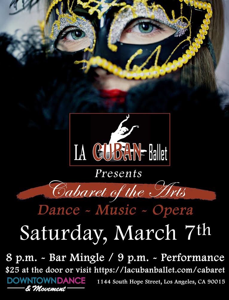 We are very excited for our next show! Join us on March 7th!
Get your tickets now at lacubanballet.com/cabaret-2020
