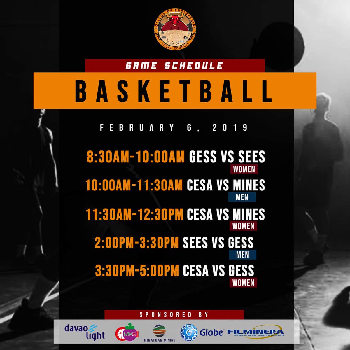 USePCEBulls's tweet photo. Look| Basketball Game Schedule for the College of Engineering Festival.
(c) John Andrie Penales https://t.co/2tRoihvWcA