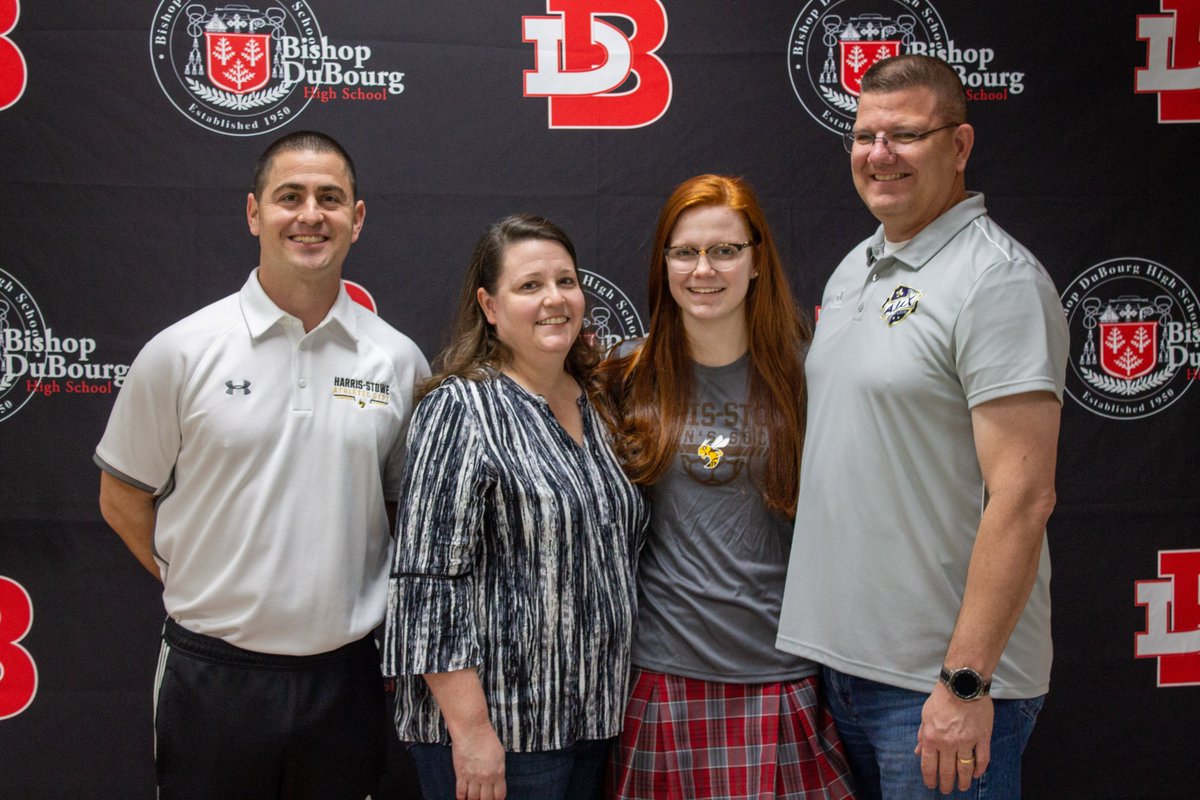 BishopDuBourg's tweet photo. Congratulations to the three-student athletes who signed collegiate letters of intent today! Stevie L. will play soccer at @FontbonneU; Maddi G. will play softball at Fontbonne; and Addy N. will play soccer at @HarrisStowe. Way to go, Cavaliers! #FearTheCavalier https://t.co/TrnPNLT5x0