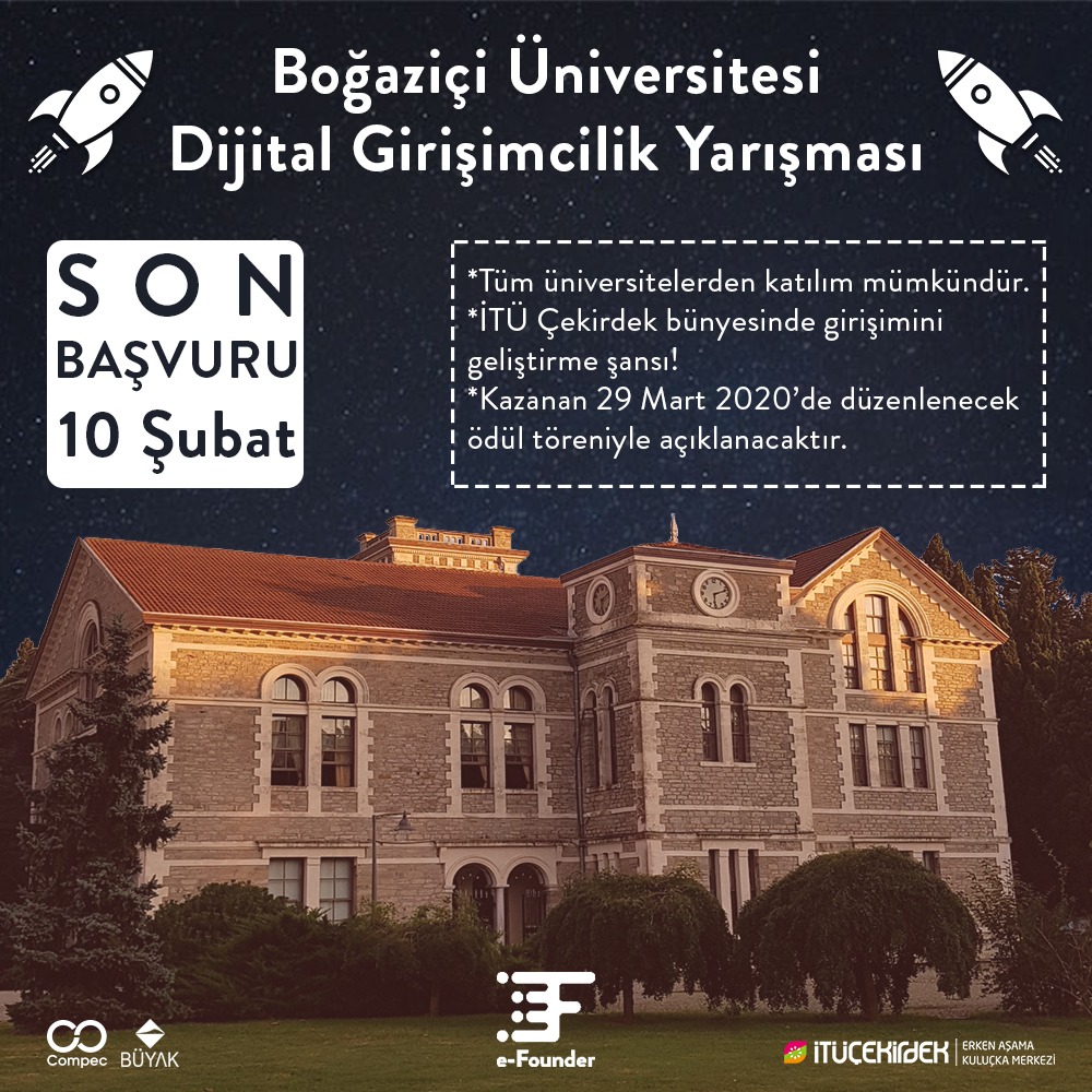 e-Founder Dijital Girişimcilik Yarışmasına Başvurmak için Son Gün 10 Şubat! Yarışmaya hemen başvurmak için: bit.ly/efounderyarism…