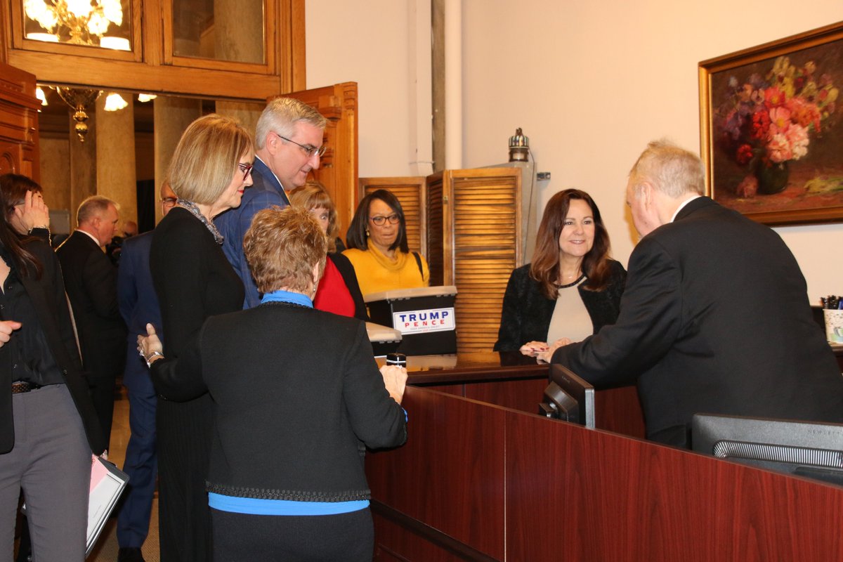 indgop's tweet image. President @realDonaldTrump is on the ballot in Indiana! It was a thrill to welcome @KarenPence back home again to Indiana to officially file.

Hoosier Republicans are organized, motivated and energized -- and collected more than double the needed signatures in record time!