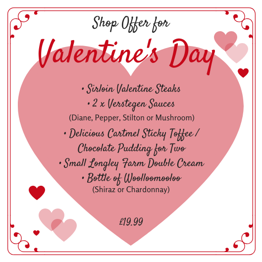 VillaFarmShop's tweet photo. * #VALENTINES SHOP #OFFER *

Our #farmshop now has a #deal on for #ValentinesDay. Get all this for only £19.99 and have the perfect #datenight at home.

#valentine #shop #wine #Woolloomooloo #steak #Verstegen #Cartmel #LongleyFarm #VillaFarmShop #Bradley #Huddersfield https://t.co/nZUR28zUku