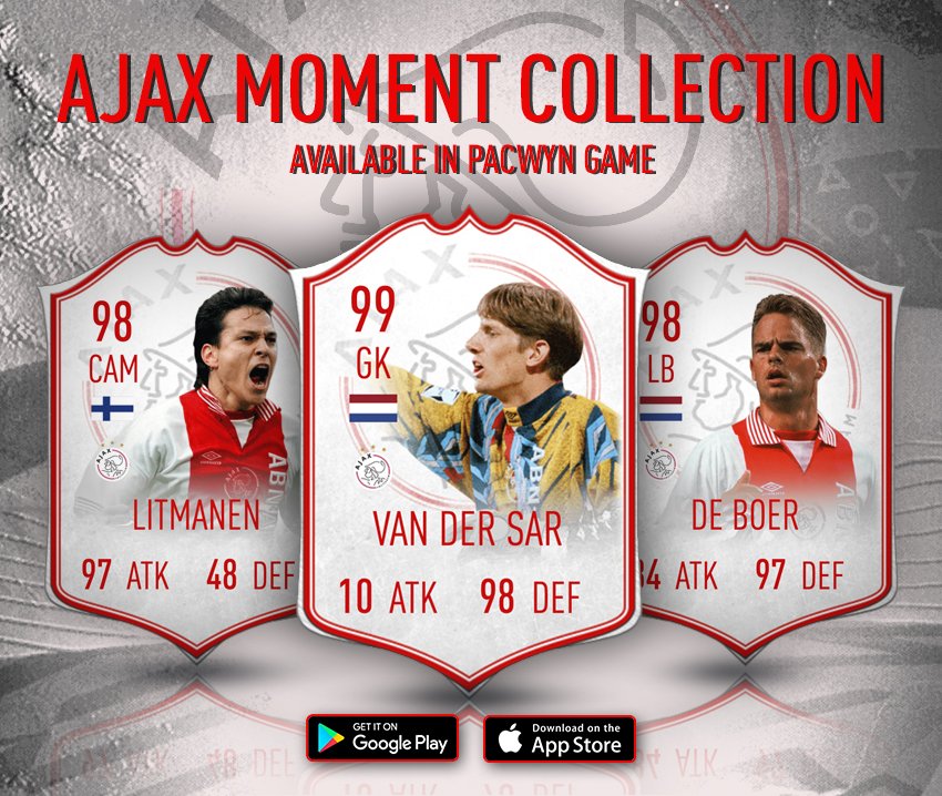 pacwyn_dev's tweet image. It was 1995 year...

Ajax Moment Collection is already in the game! Nice cards with 99 Van Der Sar can dramatically improve your squads.

Let's have a big nostalgy together with our new Lightning Round!Enjoy it and good luck in your packs!#pacwyn #pacwyn20 #packopener