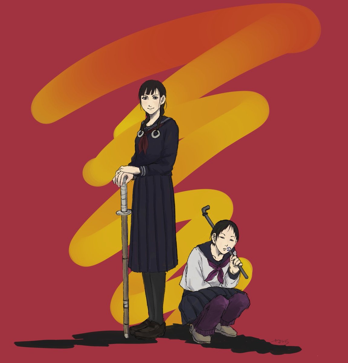 山内愛弥 凛と瞳阿 このコンビが好きでの 裏番長と埴輪ルックヤンキー 埴輪ルックってもう死語