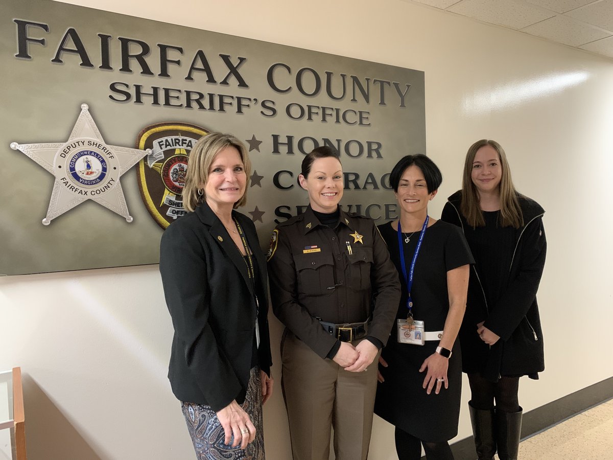 fairfaxsheriff's tweet photo. It was great to have Rachel Looker from @NACoTweets visit the Adult Detention Center to hear about our behavioral health programs in partnership with @FairfaxCSB. Together were improving outcomes for people with mental illness and/or substance use disorders. #DiversionFirst https://t.co/B6zJLr36j1