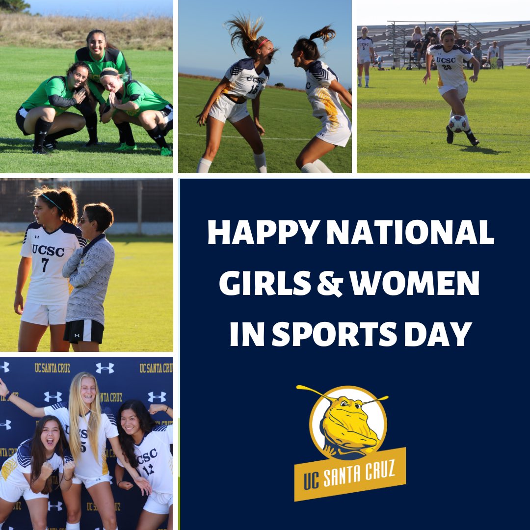 UCSCWSoccer's tweet photo. Proud to celebrate National Girls & Women in Sports Day. Thank you to the players, coaches and role models who inspire and empower us everyday! 🍌🐌⚽️💪 #NGWDS https://t.co/WwyQD8BQCA