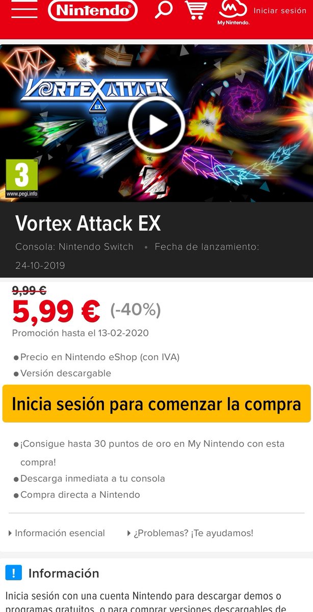 jaimedominguez's tweet photo. Primera oferta de #VortexAttack EX en #nintendoswitch.
Descuentazo al 40%. A un precio bastante bajo. Cómpralo antes y puntúa de los primeros antes de que se publique en Japón. 
Cómpralo aqui: https://t.co/qriCq8Z7du https://t.co/LrrO4fHbSJ