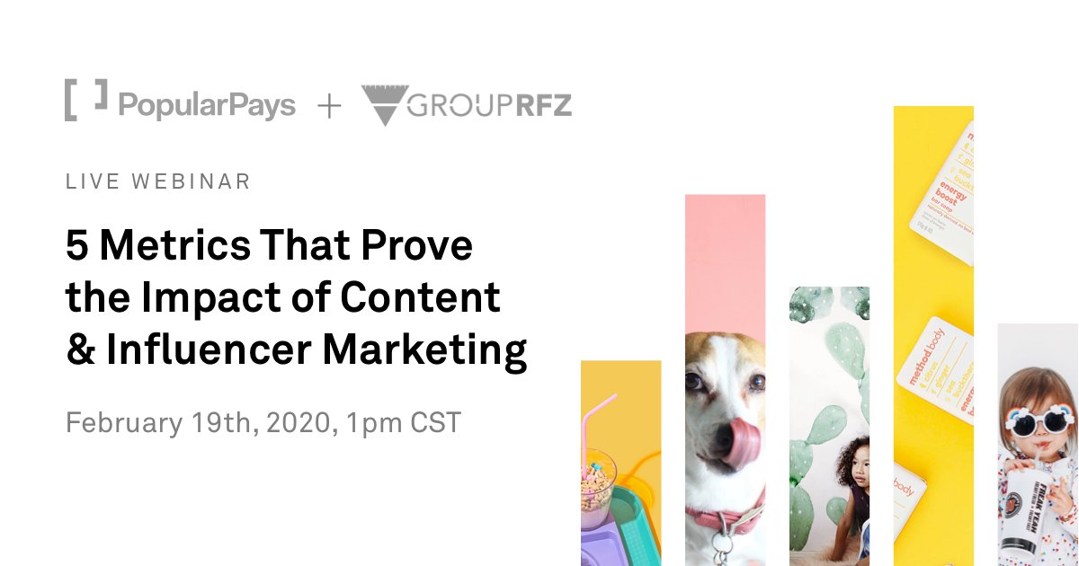popularpays's tweet photo. Join us February 19th at 1pm for a webinar with Popular Pays Partner @GroupRfz. Let's pave the way for influencer marketing data that matters beyond likes, reach and engagement.  https://t.co/G85u2noyS4 https://t.co/vYXHoddr7k