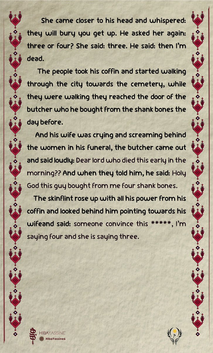 ThPandoraBox's tweet photo. The shank bones tale from Palestinian folklore
#PalestinianTales
#PalestinianFolklore 
#Palestine
#TheCanaanites
#𐤊𐤍𐤏𐤍𐤉 https://t.co/fe5u3l8L7z