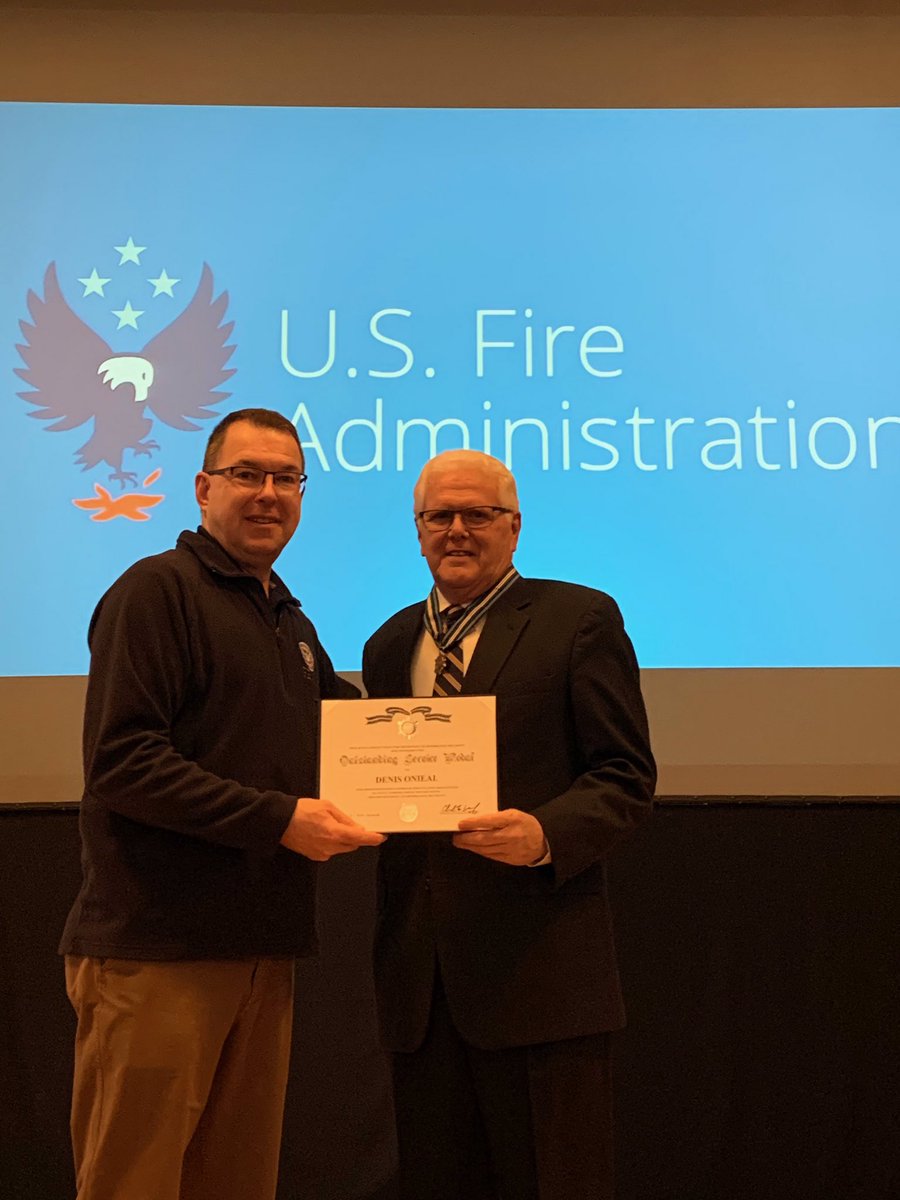 Dr. Denis Onieal was recognized by FEMA Administrator Pete Gaynor on behalf of DHS Acting Secretary Chad Wolf for his 25 years of outstanding service and leadership of the USFA.  A true icon of the Fire Service, consummate professional and gentleman.  All the best to Doc and Jan.