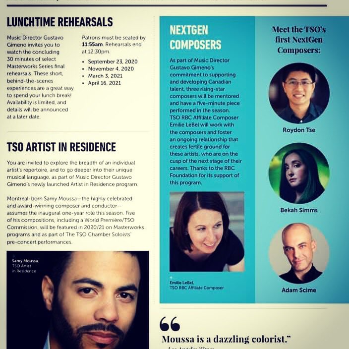 AdamScime's tweet photo. Very proud and excited to be writing a new piece for the @TorontoSymphony next season along with some of Canada’s finest composers! https://t.co/SE3w78ofXJ