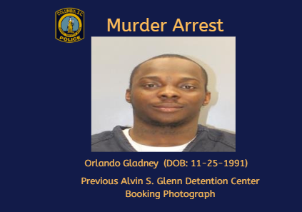 ColumbiaPDSC's tweet photo. #CPDSCUpdate: Investigators have made an arrest in the fatal shooting on Alcott Drive from earlier this week. Read more about the charges against suspect Orlando Gladney, here:
https://t.co/6Fvhd1YmKW https://t.co/0ANkq3deYC