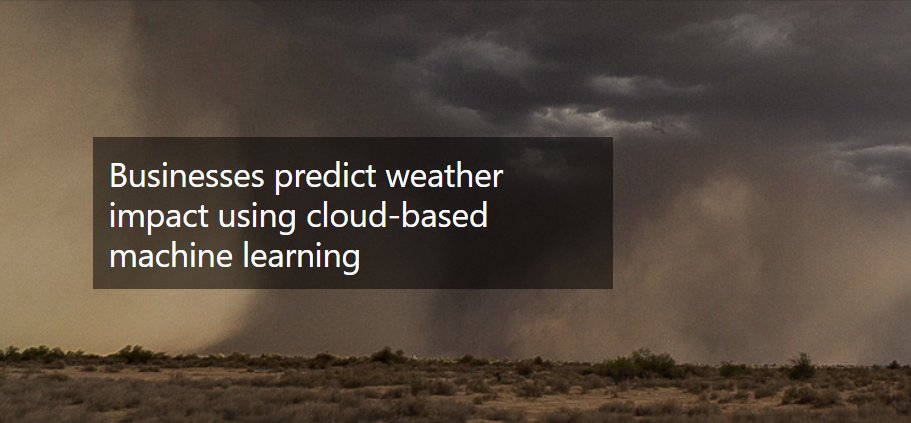 AzureSupport's tweet image. ⛅️ Today is #NationalWeatherPersonsDay! What better way to celebrate than sharing this Customer Story from AccuWeather and how it uses #AzureMachineLearning to create custom weather-impact predictions for customers &amp;amp; transform its own business faster! customers.microsoft.com/en-us/story/ac…