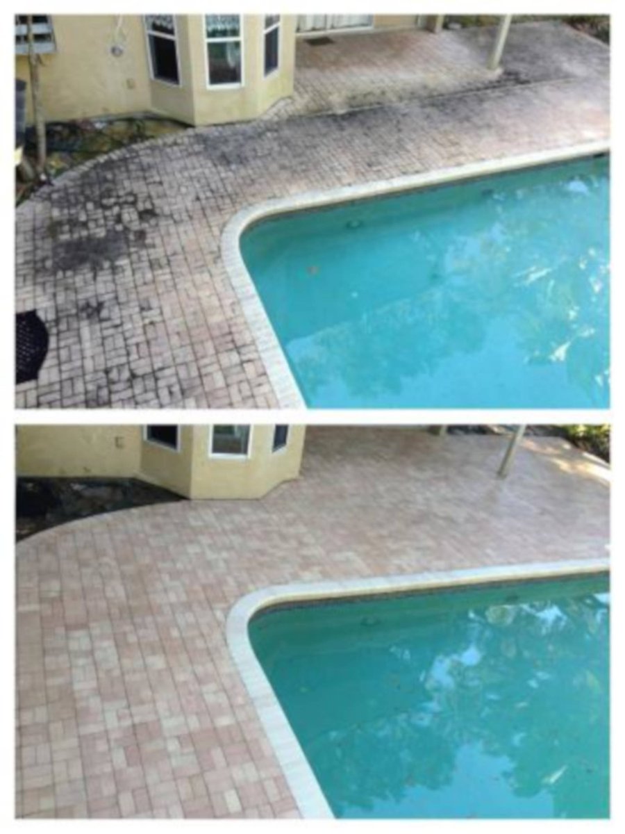 ProcleanOf's tweet image. Our soft wash pool deck cleaning services start with the application of a strong but gentle solvent that dissolves ground-in dirt and grime. Your deck, patio, or driveway can then be rinsed gently, with low water pressure and without damage to your property.

Call (941) 242-7501