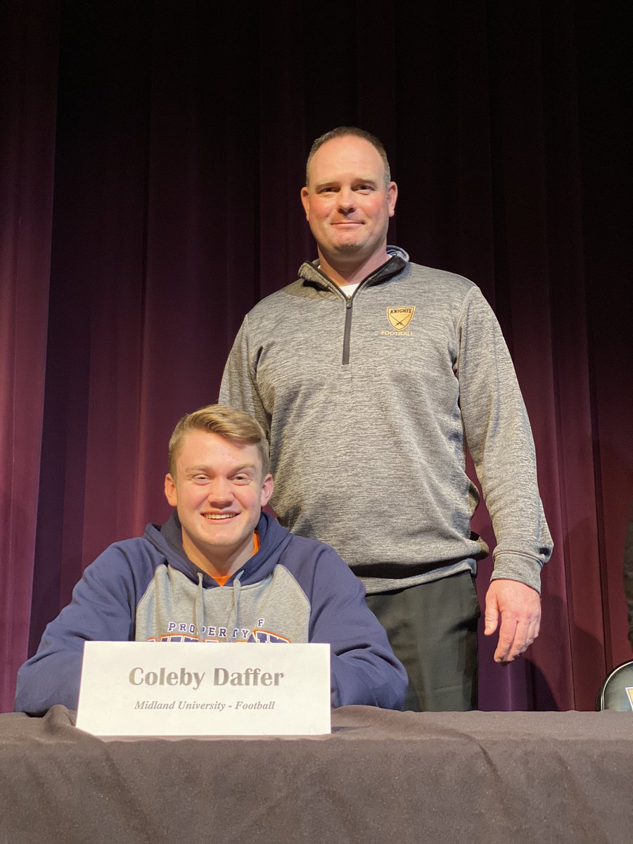 keridaffer's tweet photo. Signing Day this week for @Cdaffer00   So proud of you Coleby.  Thankful for great coaches @SoutheastFB and excited for the future @MidlandU_FB. https://t.co/g5RCfQSQWe