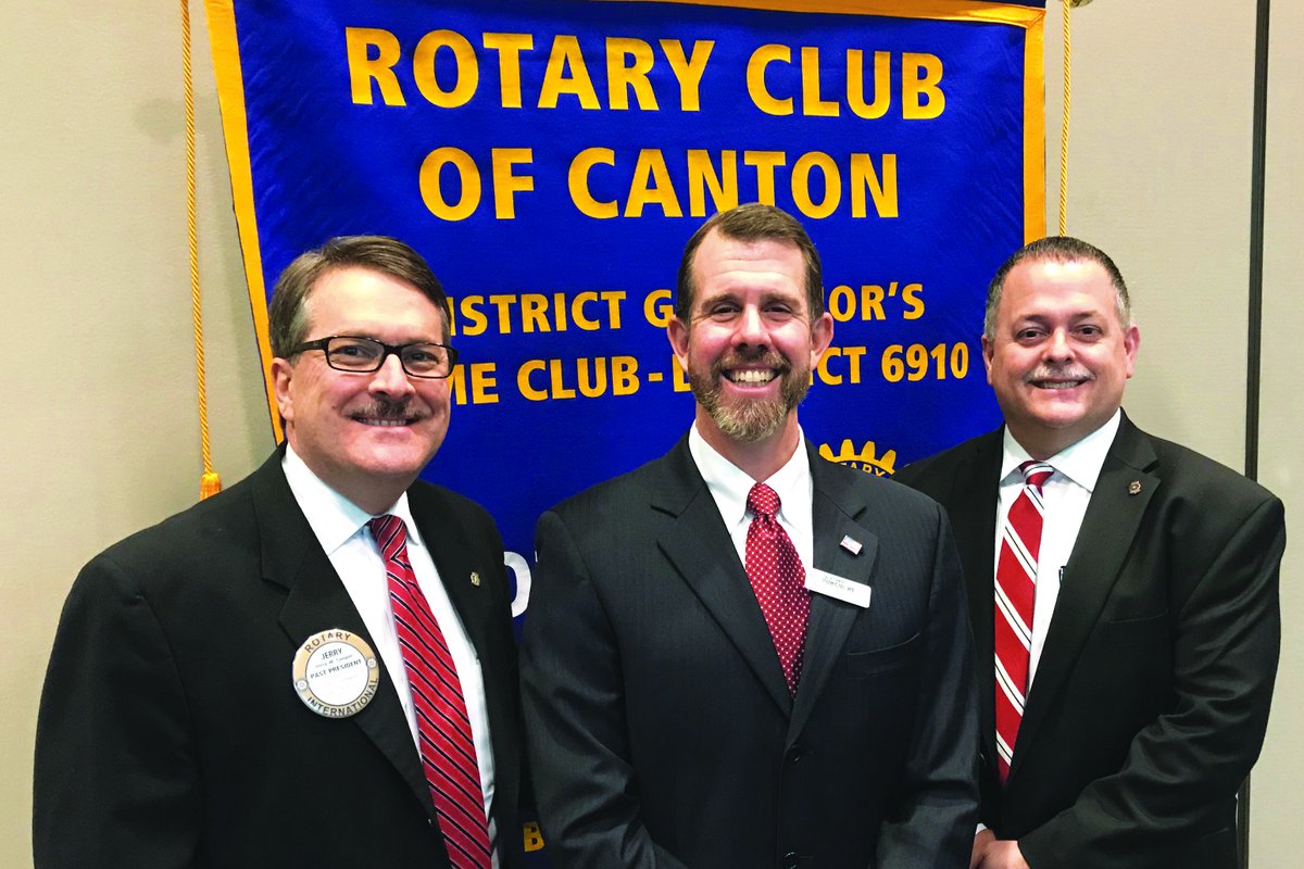RotaryCanton's tweet photo. The Rotary Club of Canton welcomed Jamie Bendall, an attorney and owner of Punchline comedy club, who encouraged Rotarians to use humor in their own professional and personal lives. Join us for lunch at noon Tuesdays at The Bluffs. https://t.co/ucukKnv4ha #RotaryTogether https://t.co/4H5tSRw9Nj
