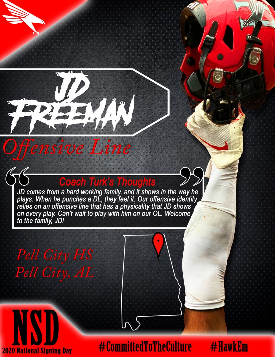 Hawk fans welcome JD Freeman to the family! #CommittedToTheCulture