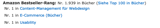 irenemichl's tweet photo. Hattrick! #ThinkContent
Amazon Bestseller-Rang: Nr. 1.939 in Bücher (Siehe Top 100 in Bücher)
Nr. 1 in Content-Management für Webdesign
Nr. 1 in E-Commerce (Bücher)
Nr. 1 in Usability
#contentstrategy #content #contentstrategie https://t.co/RDneErbEGv