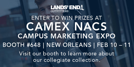 Did u know that Lands’ End Outfitters now offers collegiate apparel? If you're heading to the CAMEX NACS Campus Marketing Expo in #NOLA, stop by our booth (#648) to learn more. You’ll also have a chance to win some fun prizes at the show. See you there! #CAMEXShow