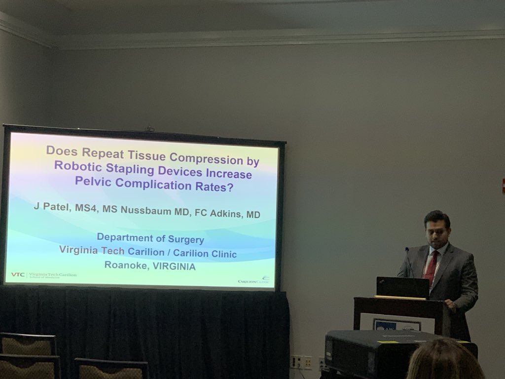 Farrell Adkins, MD (@farrelladkins) on Twitter photo Fantastic presentation by @jayjpatel93 of our look at robotic stapling outcomes <a href="/vtcsom/">Virginia Tech Carilion School of Medicine</a> #ASC2020 Fantastic presentation by @jayjpatel93 of our look at robotic stapling outcomes <a href="/vtcsom/">Virginia Tech Carilion School of Medicine</a> #ASC2020