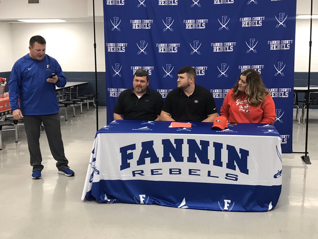 @milesjohnson_78 signing with <a href="/GeorgiaFootball/">Georgia Football</a> right now! <a href="/Fannincountyfb/">Fannin County Football</a>