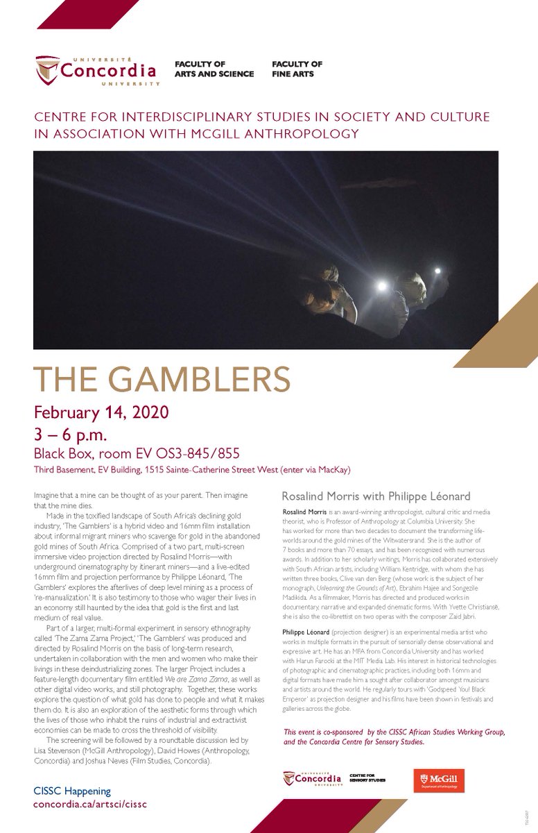 CISSC_CU's tweet image. Hi CISSC Community! Come join us for the screening of &quot;The Gamblers&quot; on February 14 , you don&apos;t want to miss it! This event is Free, and open to the public. #CISSC @Columbia