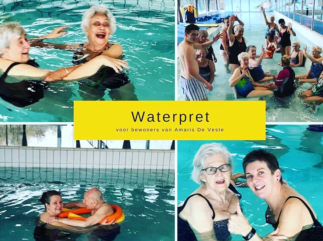 De #RikiStichting bedenkt, organiseert en financiert projecten die het welbevinden van kwetsbare groepen verbeteren. Zo genieten bewoners van Amaris De Veste van het zwembad, dankzij deze mooie stichting. #wonenmetzorg #werkenbijamaris #activiteitenouderen